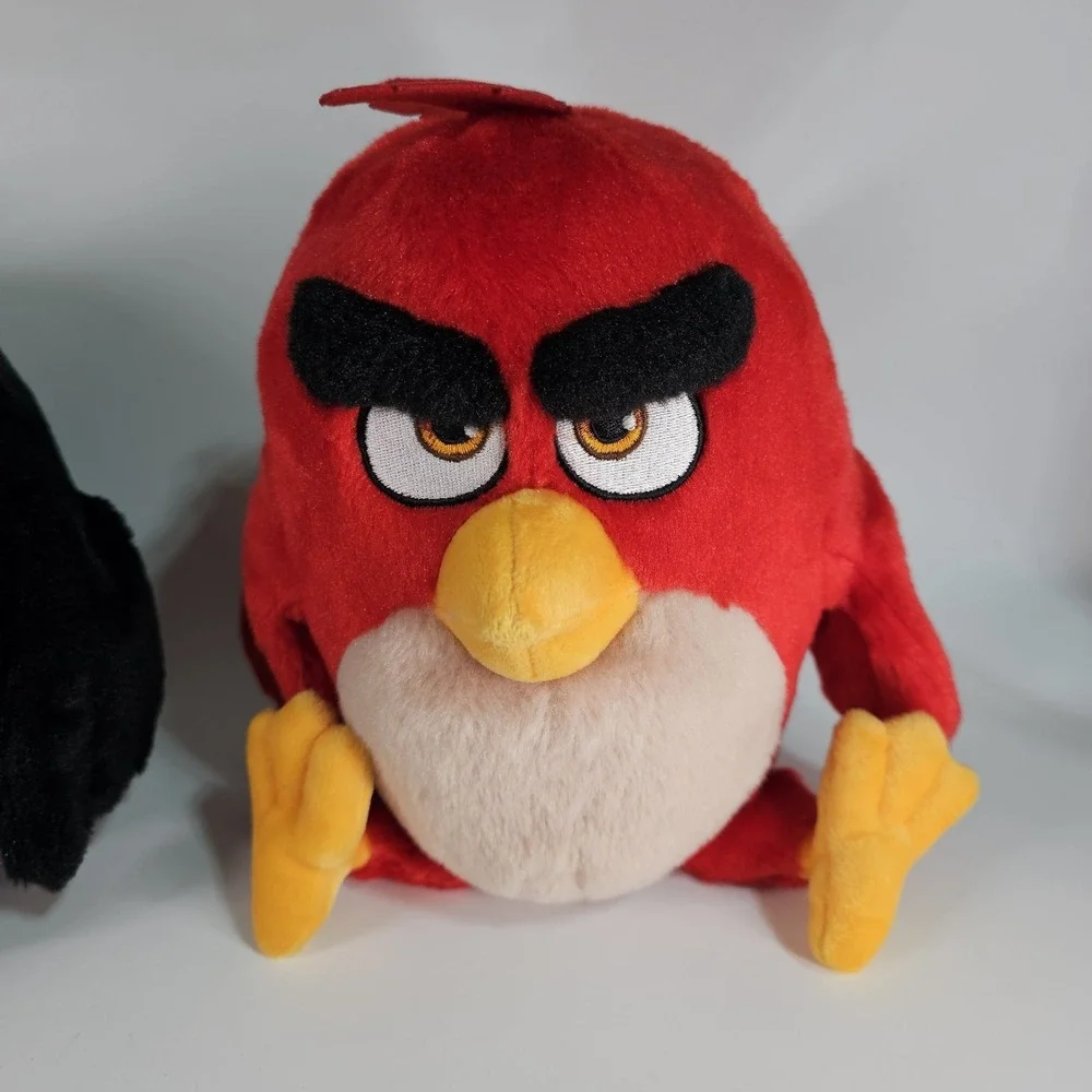 Rovio Angry Birds Black Bomb & Red Bird Stuffed Plush 2016 Tested Working Sound